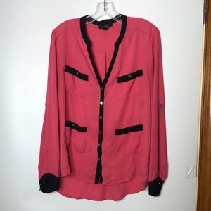 Alfani Women's Long Sleeve Top Black & Pink Top Blouse SIZE 16 PLUS SIZE